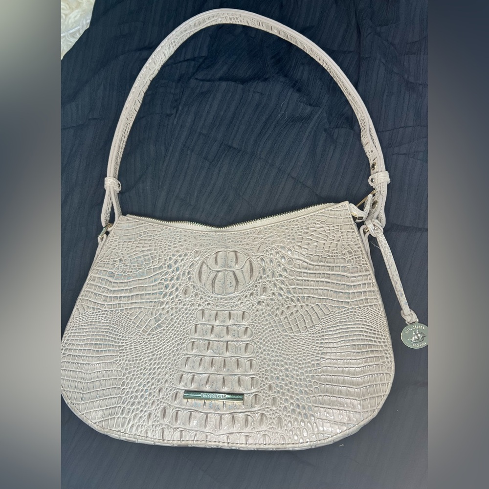Brahmin Cream Crocodile Embossed Shoulder Bag